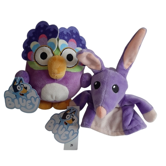 Bluey Friends 6.5" Chattermax & 8" Bob Bilby Plush Hand Puppet Stuffed Animal - Picture 1 of 7